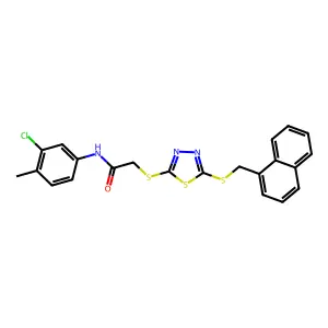 N-(3-chloro-4-methylphenyl)-2-({5-[(naphthalen-1-ylmethyl)sulfanyl]-1,3,4-thiadiazol-2-yl}sulfanyl)acetamide structure