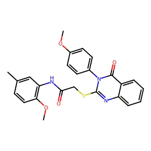 N-(2-methoxy-5-methylphenyl)-2-{[3-(4-methoxyphenyl)-4-oxo-3,4-dihydroquinazolin-2-yl]sulfanyl}acetamide structure