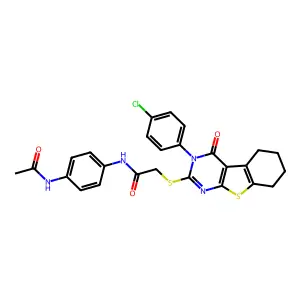 N-[4-(acetylamino)phenyl]-2-{[3-(4-chlorophenyl)-4-oxo-3,4,5,6,7,8-hexahydro[1]benzothieno[2,3-d]pyrimidin-2-yl]sulfanyl}acetamide structure