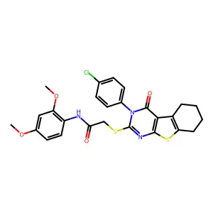 2-{[3-(4-chlorophenyl)-4-oxo-3,4,5,6,7,8-hexahydro[1]benzothieno[2,3-d]pyrimidin-2-yl]sulfanyl}-N-(2,4-dimethoxyphenyl)acetamide structure
