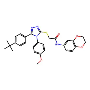 2-{[5-(4-tert-butylphenyl)-4-(4-methoxyphenyl)-4H-1,2,4-triazol-3-yl]sulfanyl}-N-(2,3-dihydro-1,4-benzodioxin-6-yl)acetamide structure