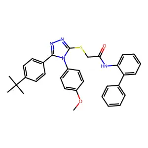 N-(biphenyl-2-yl)-2-{[5-(4-tert-butylphenyl)-4-(4-methoxyphenyl)-4H-1,2,4-triazol-3-yl]sulfanyl}acetamide structure