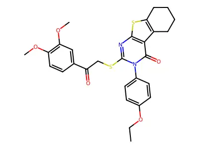 2-{[2-(3,4-dimethoxyphenyl)-2-oxoethyl]sulfanyl}-3-(4-ethoxyphenyl)-5,6,7,8-tetrahydro[1]benzothieno[2,3-d]pyrimidin-4(3H)-one structure