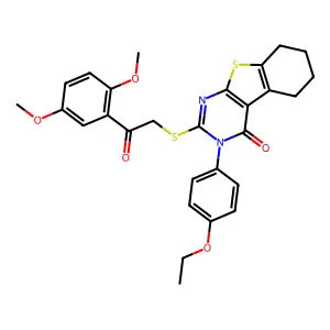 2-{[2-(2,5-dimethoxyphenyl)-2-oxoethyl]sulfanyl}-3-(4-ethoxyphenyl)-5,6,7,8-tetrahydro[1]benzothieno[2,3-d]pyrimidin-4(3H)-one structure