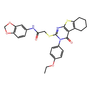 N-(1,3-benzodioxol-5-yl)-2-{[3-(4-ethoxyphenyl)-4-oxo-3,4,5,6,7,8-hexahydro[1]benzothieno[2,3-d]pyrimidin-2-yl]sulfanyl}acetamide structure