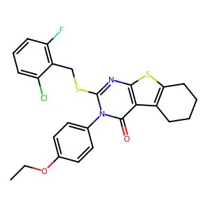 2-[(2-chloro-6-fluorobenzyl)sulfanyl]-3-(4-ethoxyphenyl)-5,6,7,8-tetrahydro[1]benzothieno[2,3-d]pyrimidin-4(3H)-one structure