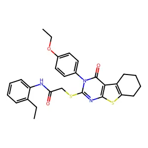 2-{[3-(4-ethoxyphenyl)-4-oxo-3,4,5,6,7,8-hexahydro[1]benzothieno[2,3-d]pyrimidin-2-yl]sulfanyl}-N-(2-ethylphenyl)acetamide structure