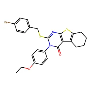 2-[(4-bromobenzyl)sulfanyl]-3-(4-ethoxyphenyl)-5,6,7,8-tetrahydro[1]benzothieno[2,3-d]pyrimidin-4(3H)-one structure