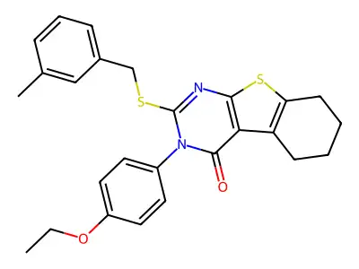 3-(4-ethoxyphenyl)-2-[(3-methylbenzyl)sulfanyl]-5,6,7,8-tetrahydro[1]benzothieno[2,3-d]pyrimidin-4(3H)-one structure