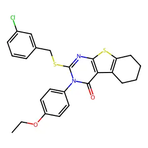 2-[(3-chlorobenzyl)sulfanyl]-3-(4-ethoxyphenyl)-5,6,7,8-tetrahydro[1]benzothieno[2,3-d]pyrimidin-4(3H)-one structure