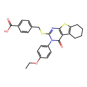 4-({[3-(4-ethoxyphenyl)-4-oxo-3,4,5,6,7,8-hexahydro[1]benzothieno[2,3-d]pyrimidin-2-yl]sulfanyl}methyl)benzoic acid structure