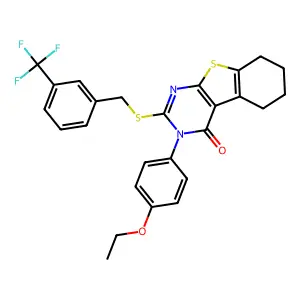 3-(4-ethoxyphenyl)-2-{[3-(trifluoromethyl)benzyl]sulfanyl}-5,6,7,8-tetrahydro[1]benzothieno[2,3-d]pyrimidin-4(3H)-one structure