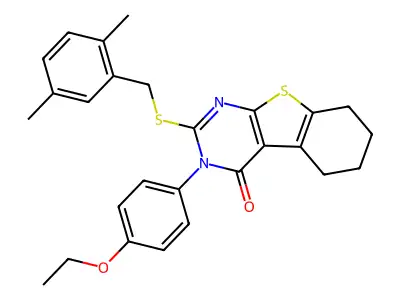 2-[(2,5-dimethylbenzyl)sulfanyl]-3-(4-ethoxyphenyl)-5,6,7,8-tetrahydro[1]benzothieno[2,3-d]pyrimidin-4(3H)-one structure