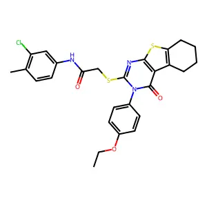 N-(3-chloro-4-methylphenyl)-2-{[3-(4-ethoxyphenyl)-4-oxo-3,4,5,6,7,8-hexahydro[1]benzothieno[2,3-d]pyrimidin-2-yl]sulfanyl}acetamide structure