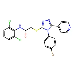 2-{[4-(4-bromophenyl)-5-(pyridin-4-yl)-4H-1,2,4-triazol-3-yl]sulfanyl}-N-(2,6-dichlorophenyl)acetamide structure