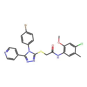 2-{[4-(4-bromophenyl)-5-(pyridin-4-yl)-4H-1,2,4-triazol-3-yl]sulfanyl}-N-(4-chloro-2-methoxy-5-methylphenyl)acetamide structure