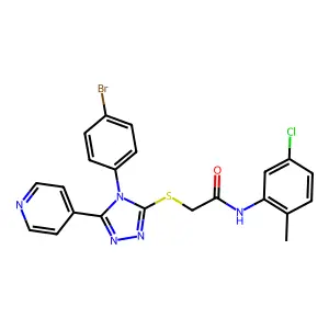 2-{[4-(4-bromophenyl)-5-(pyridin-4-yl)-4H-1,2,4-triazol-3-yl]sulfanyl}-N-(5-chloro-2-methylphenyl)acetamide structure