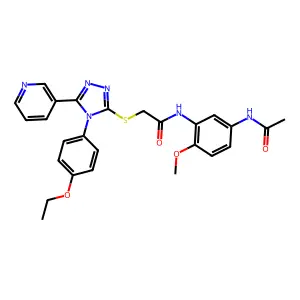 N-[5-(acetylamino)-2-methoxyphenyl]-2-{[4-(4-ethoxyphenyl)-5-(pyridin-3-yl)-4H-1,2,4-triazol-3-yl]sulfanyl}acetamide structure