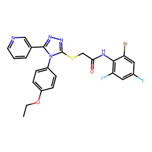 N-(2-bromo-4,6-difluorophenyl)-2-{[4-(4-ethoxyphenyl)-5-(pyridin-3-yl)-4H-1,2,4-triazol-3-yl]sulfanyl}acetamide structure