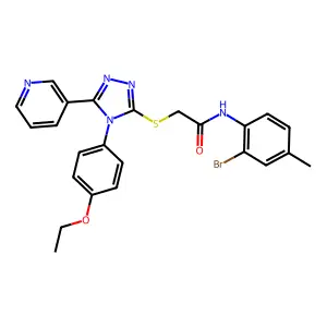 N-(2-bromo-4-methylphenyl)-2-{[4-(4-ethoxyphenyl)-5-(pyridin-3-yl)-4H-1,2,4-triazol-3-yl]sulfanyl}acetamide structure