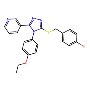 3-[5-[(4-bromophenyl)methylsulfanyl]-4-(4-ethoxyphenyl)-1,2,4-triazol-3-yl]pyridine structure