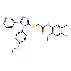N-(4-chloro-2-methoxy-5-methylphenyl)-2-{[4-(4-ethoxyphenyl)-5-(pyridin-3-yl)-4H-1,2,4-triazol-3-yl]sulfanyl}acetamide structure