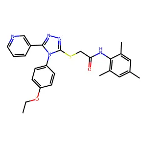 2-[[4-(4-ethoxyphenyl)-5-pyridin-3-yl-1,2,4-triazol-3-yl]sulfanyl]-N-(2,4,6-trimethylphenyl)acetamide structure