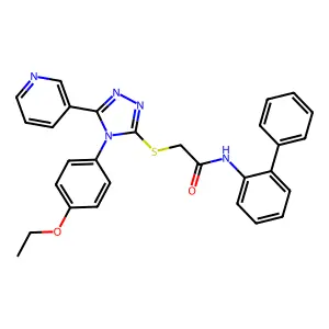 N-(biphenyl-2-yl)-2-{[4-(4-ethoxyphenyl)-5-(pyridin-3-yl)-4H-1,2,4-triazol-3-yl]sulfanyl}acetamide structure