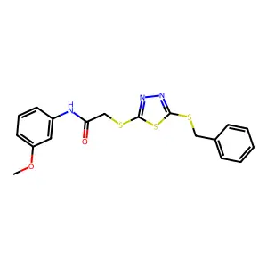 2-{[5-(benzylsulfanyl)-1,3,4-thiadiazol-2-yl]sulfanyl}-N-(3-methoxyphenyl)acetamide structure