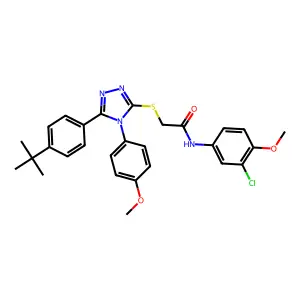 2-{[5-(4-tert-butylphenyl)-4-(4-methoxyphenyl)-4H-1,2,4-triazol-3-yl]sulfanyl}-N-(3-chloro-4-methoxyphenyl)acetamide structure