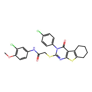 N-(3-chloro-4-methoxyphenyl)-2-{[3-(4-chlorophenyl)-4-oxo-3,4,5,6,7,8-hexahydro[1]benzothieno[2,3-d]pyrimidin-2-yl]sulfanyl}acetamide structure