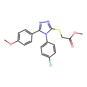 methyl 2-((4-(4-chlorophenyl)-5-(4-methoxyphenyl)-4H-1,2,4-triazol-3-yl)thio)acetate structure