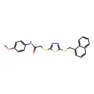 N-(4-methoxyphenyl)-2-({5-[(naphthalen-1-ylmethyl)sulfanyl]-1,3,4-thiadiazol-2-yl}sulfanyl)acetamide structure