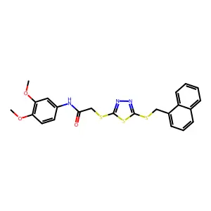 N-(3,4-dimethoxyphenyl)-2-({5-[(naphthalen-1-ylmethyl)sulfanyl]-1,3,4-thiadiazol-2-yl}sulfanyl)acetamide structure