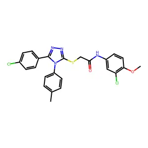 N-(3-chloro-4-methoxyphenyl)-2-{[5-(4-chlorophenyl)-4-(4-methylphenyl)-4H-1,2,4-triazol-3-yl]sulfanyl}acetamide structure