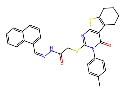 2-{[3-(4-methylphenyl)-4-oxo-3,4,5,6,7,8-hexahydro[1]benzothieno[2,3-d]pyrimidin-2-yl]sulfanyl}-N'-[(E)-naphthalen-1-ylmethylidene]acetohydrazide structure