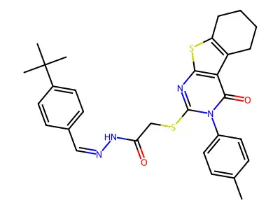 N'-[(E)-(4-tert-butylphenyl)methylidene]-2-{[3-(4-methylphenyl)-4-oxo-3,4,5,6,7,8-hexahydro[1]benzothieno[2,3-d]pyrimidin-2-yl]sulfanyl}acetohydrazide structure
