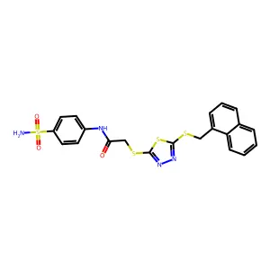 2-[[5-(naphthalen-1-ylmethylsulfanyl)-1,3,4-thiadiazol-2-yl]sulfanyl]-N-(4-sulfamoylphenyl)acetamide structure