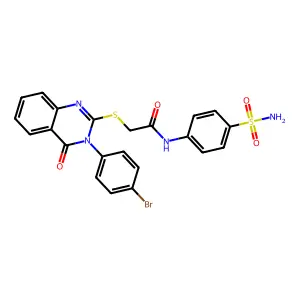 2-[3-(4-bromophenyl)-4-oxoquinazolin-2-yl]sulfanyl-N-(4-sulfamoylphenyl)acetamide structure