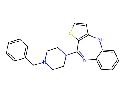 4H-Thieno(3,2-b)(1,5)benzodiazepine, 10-(4-(phenylmethyl)-1-piperazinyl)- structure