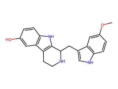 1H-Pyrido(3,4-b)indol-6-ol, 2,3,4,9-tetrahydro-1-((5-methoxy-3-indolyl)methyl)- structure