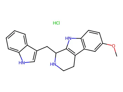 2,3,4,9-Tetrahydro-1-(3-indolylmethyl)-6-methoxy-1H-pyrido(3,4-b)indole hydrochloride structure