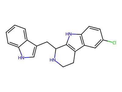 1H-Pyrido(3,4-b)indole, 2,3,4,9-tetrahydro-6-chloro-1-(3-indolylmethyl)- structure