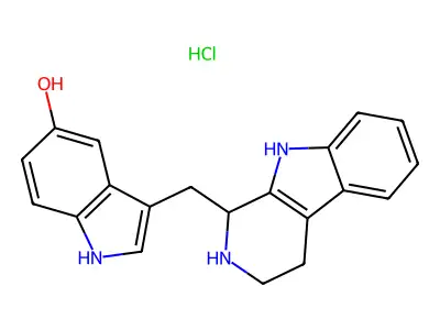 3-((2,3,4,9-Tetrahydro-1H-pyrido(3,4-b)indol-1-yl)methyl)-1H-indol-5-ol hydrochloride structure