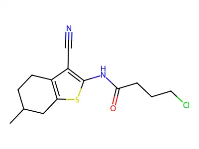 4-chloro-N-(3-cyano-6-methyl-4,5,6,7-tetrahydro-1-benzothiophen-2-yl)butanamide structure