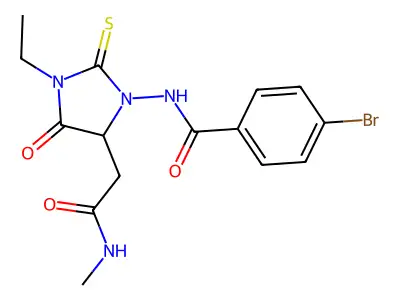 4-Bromo-N-{3-ethyl-5-[2-(methylamino)-2-oxoethyl]-4-oxo-2-sulfanylideneimidazolidin-1-yl}benzamide structure