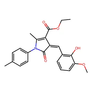 ETHYL (4Z)-4-[(2-HYDROXY-3-METHOXY-PHENYL)METHYLIDENE]-2-METHYL-1-(4-METHYLPHENYL)-5-OXO-PYRROLE-3-CARBOXYLATE structure
