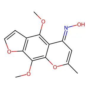 5H-Furo[3,2-g][1]benzopyran-5-one, 4,9-dimethoxy-7-methyl-, oxime structure
