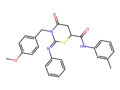 3-[(4-methoxyphenyl)methyl]-N-(3-methylphenyl)-4-oxo-2-phenylimino-1,3-thiazinane-6-carboxamide structure