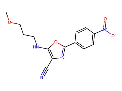 5-((3-Methoxypropyl)amino)-2-(4-nitrophenyl)oxazole-4-carbonitrile structure